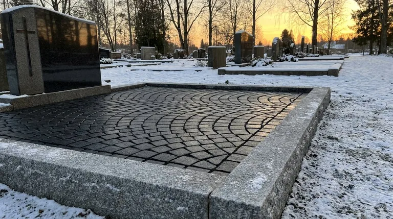 Гранитная брусчатка на могильном участке, образец ПМ005 в Новом Уренгое