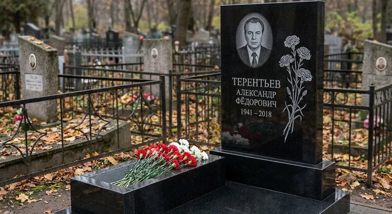 Памятник с гравировкой гвоздик — выполненная работа «Терентьев» в Новом Уренгое