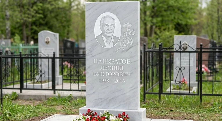 Памятник с гравировкой гвоздик — выполненная работа «Панкратов» в Новом Уренгое
