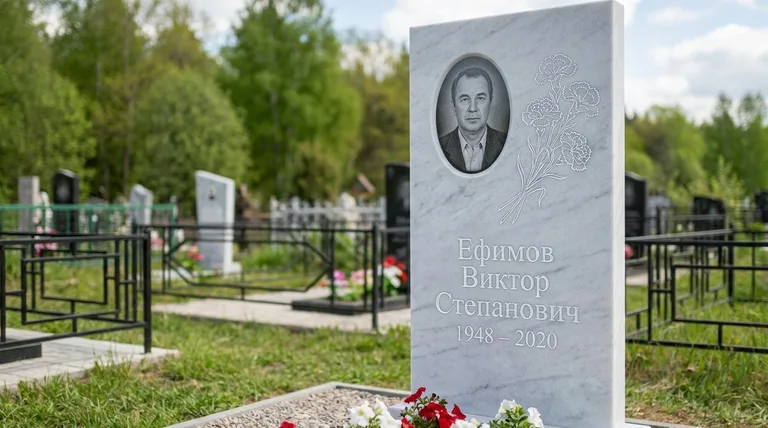 Памятник с гравировкой гвоздик — выполненная работа «Ефимов» в Новом Уренгое