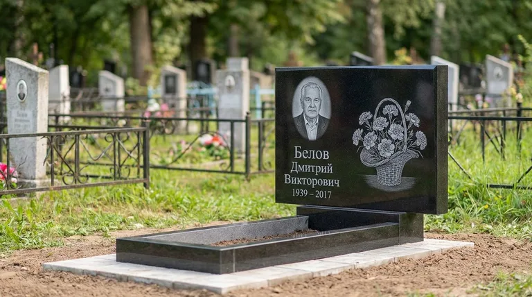 Памятник с гравировкой гвоздик — выполненная работа «Белов» в Новом Уренгое