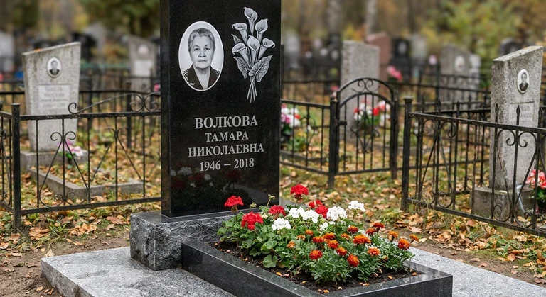 Гравировка калл на памятник в Новом Уренгое — пример работы на граните