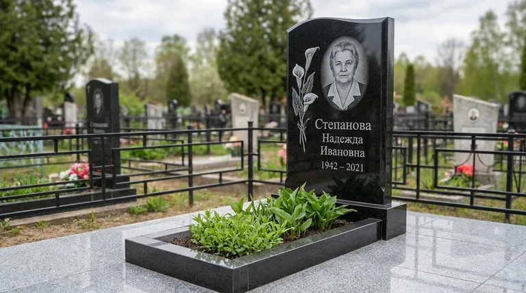 Памятник с гравировкой калл — выполненная работа «Степанова» в Новом Уренгое