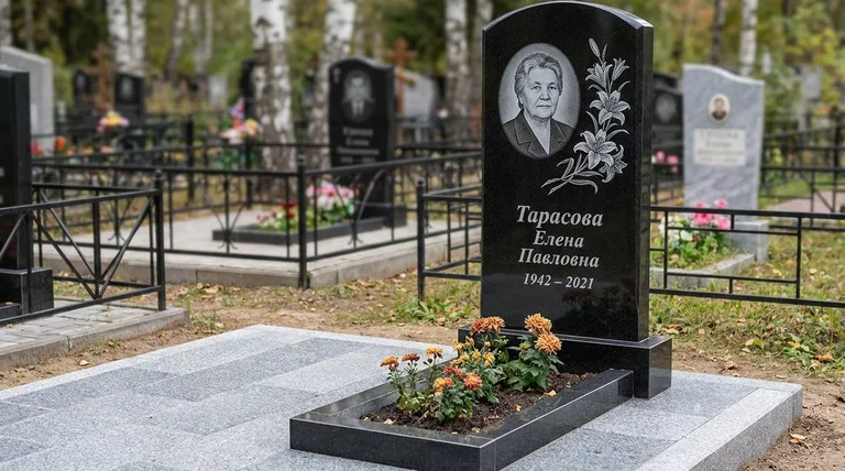 Памятник с гравировкой лилий — выполненная работа «Тарасова» в Новом Уренгое