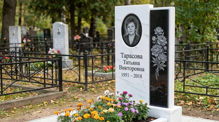 Памятник с гравировкой пионов — выполненная работа «Тарасова» в Новом Уренгое
