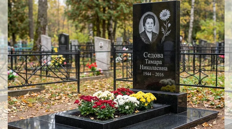 Памятник с гравировкой ромашек — выполненная работа «Седова» в Новом Уренгое