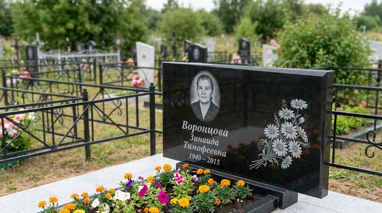 Памятник с гравировкой ромашек — выполненная работа «Воронцова» в Новом Уренгое