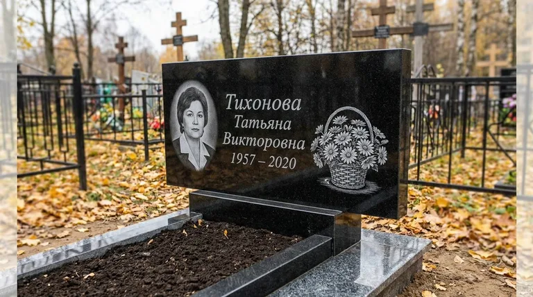 Памятник с гравировкой ромашек — выполненная работа «Тихонова» в Новом Уренгое