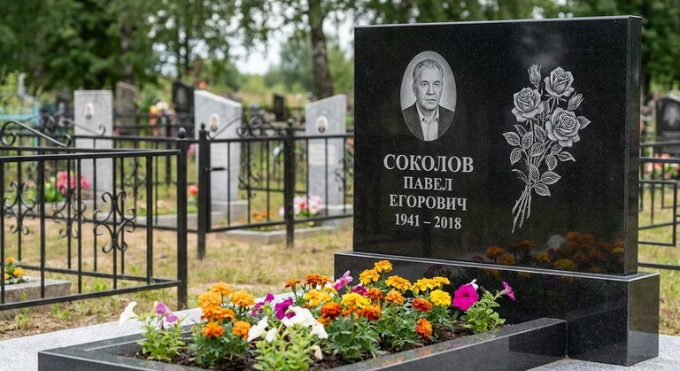 Гравировка роз на памятник в Новом Уренгое — пример работы на граните
