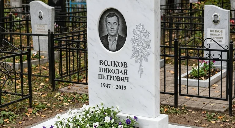 Памятник с гравировкой роз — выполненная работа «Волков» в Новом Уренгое