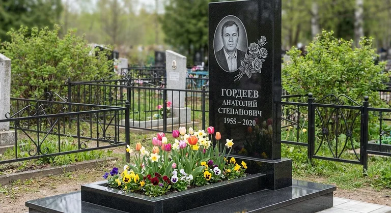 Памятник с гравировкой роз — выполненная работа «Гордеев» в Новом Уренгое