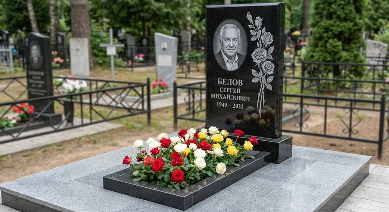 Гравировка цветов на памятник в Новом Уренгое — розы на граните