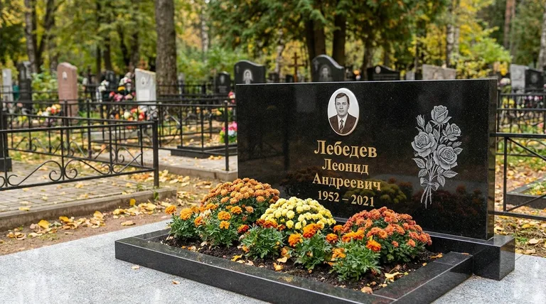 Памятник с гравировкой роз — выполненная работа «Лебедев» в Новом Уренгое