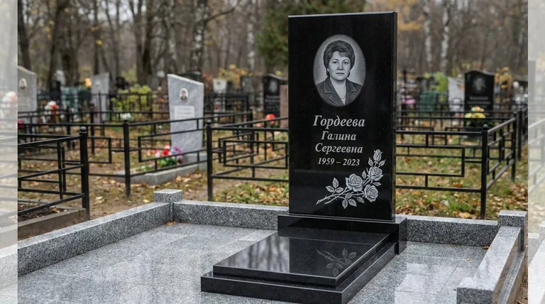 Памятник с гравировкой роз — выполненная работа «Гордеева» в Новом Уренгое