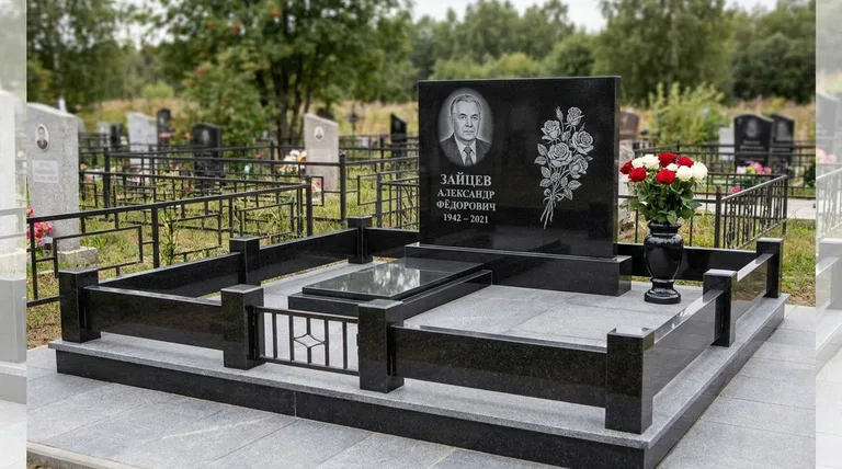Памятник с гравировкой роз — выполненная работа «Зайцев» в Новом Уренгое