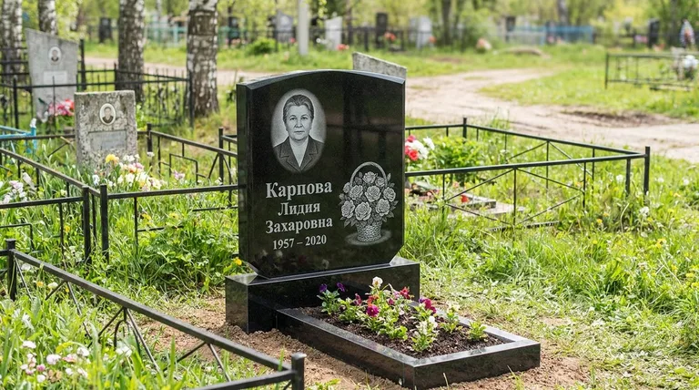 Памятник с гравировкой роз — выполненная работа «Карпова» в Новом Уренгое