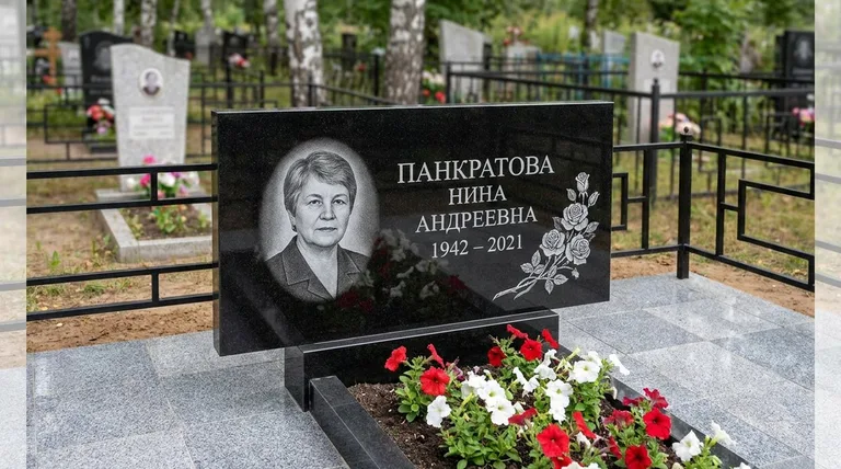 Памятник с гравировкой роз — выполненная работа «Панкратова» в Новом Уренгое
