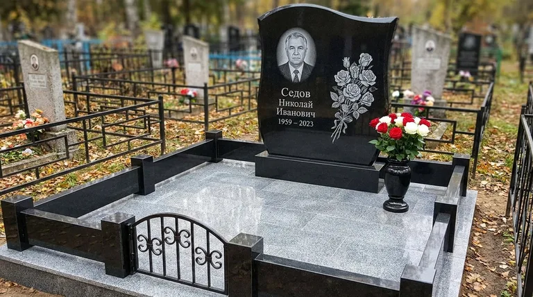 Памятник с гравировкой роз — выполненная работа «Седов» в Новом Уренгое