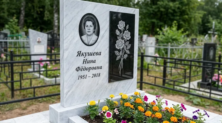 Памятник с гравировкой роз — выполненная работа «Якушева» в Новом Уренгое