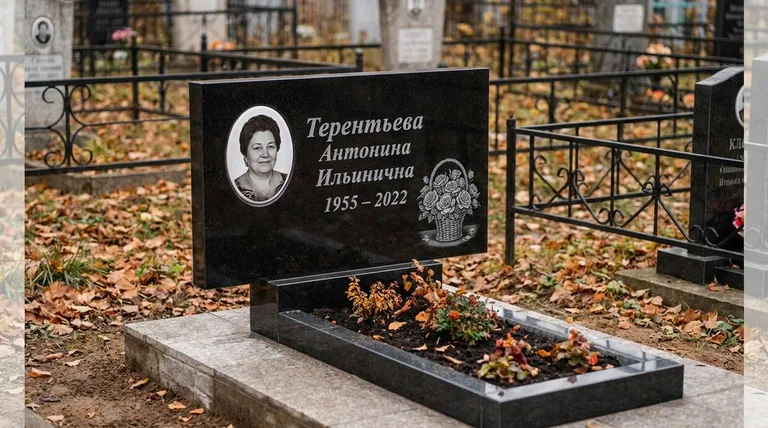 Памятник с гравировкой роз — выполненная работа «Терентьева» в Новом Уренгое