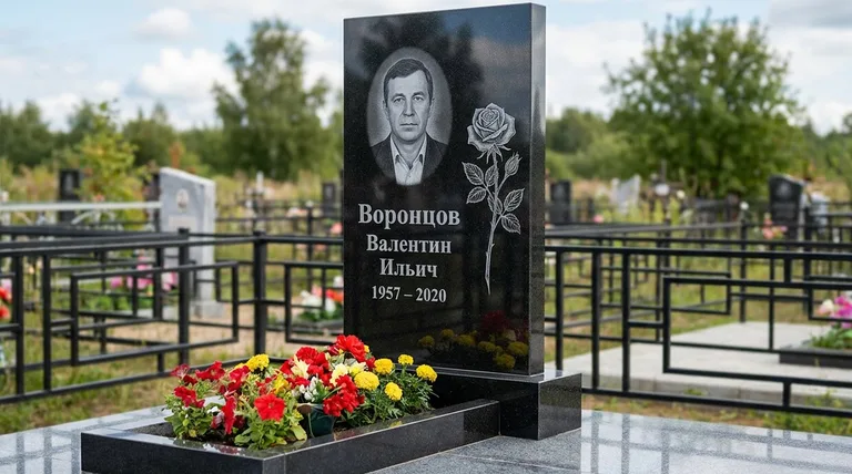 Памятник с гравировкой роз — выполненная работа «Воронцов» в Новом Уренгое
