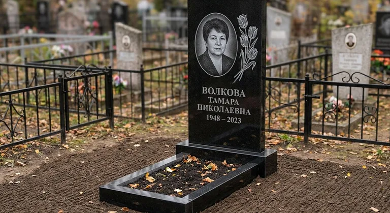 Памятник с гравировкой тюльпанов — выполненная работа «Волкова» в Новом Уренгое