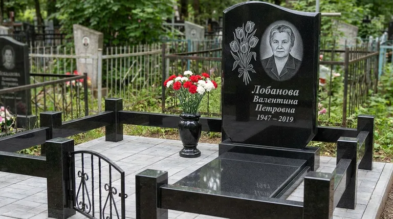 Памятник с гравировкой тюльпанов — выполненная работа «Лобанова» в Новом Уренгое
