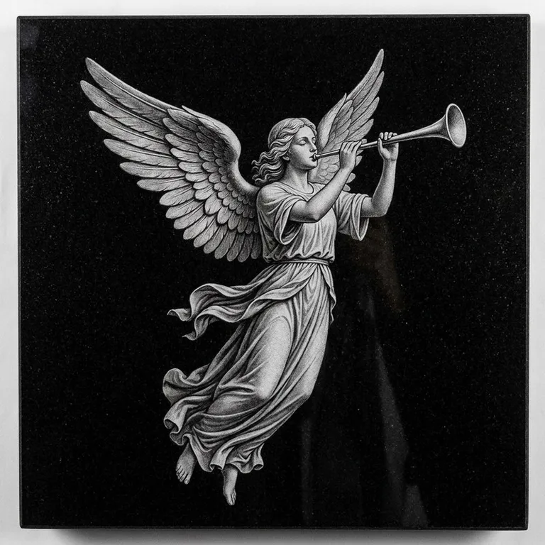 Эскиз гравировки ангела на памятник — объёмная тональная гравировка в Новом Уренгое