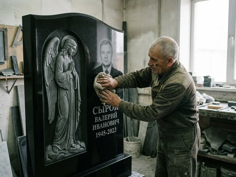 Сдача и фотоотчёт — этап гравировки ангела