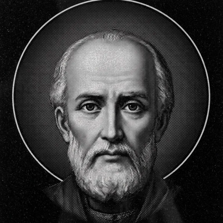 Эскиз иконы: Николай Чудотворец (полутон) — объёмный лик святителя, гравировка на памятник в Новом Уренгое