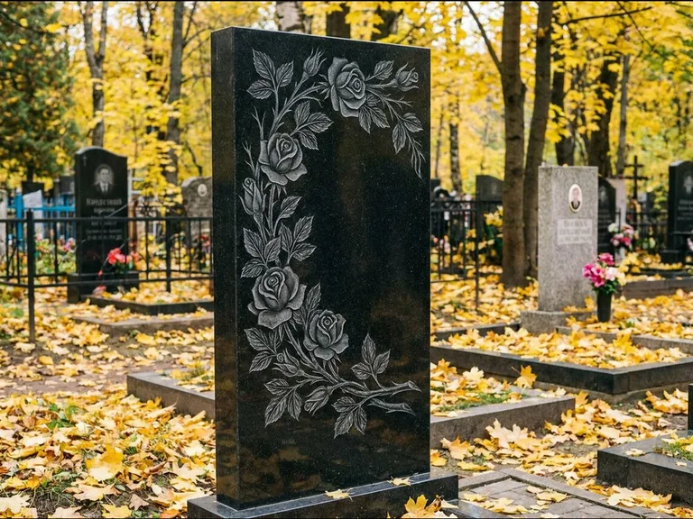 Цветы и орнамент — гравировка с выездом на кладбище в Новом Уренгое