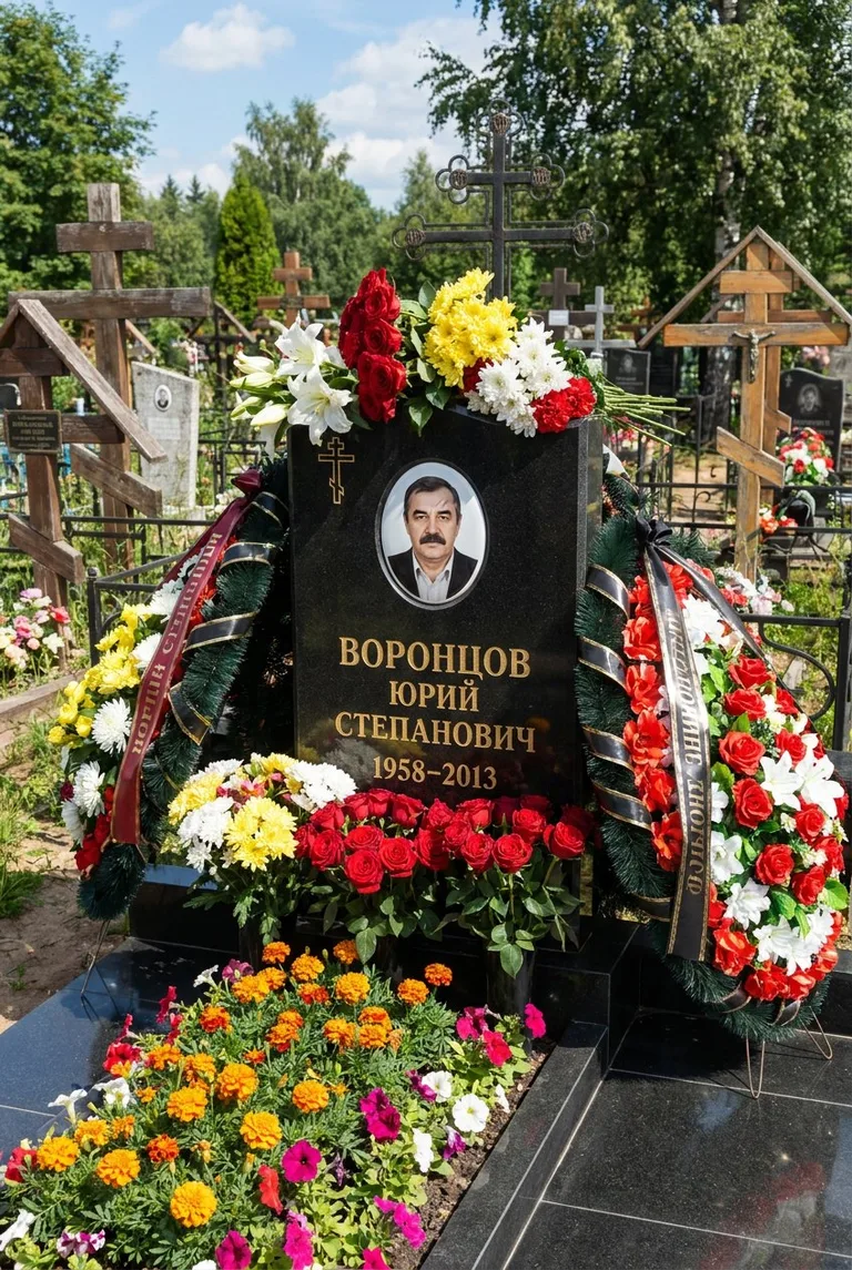 Памятник с цветником на Старом городском кладбище
