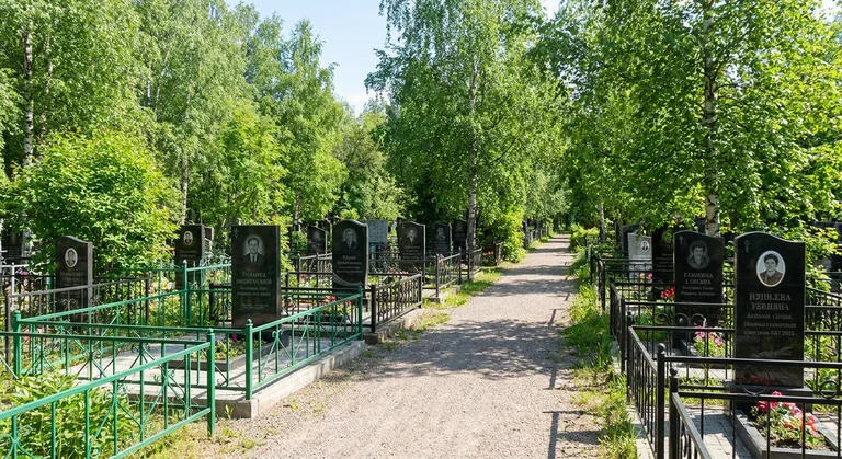 Аллея на Сибирском кладбище в Екатеринбурге