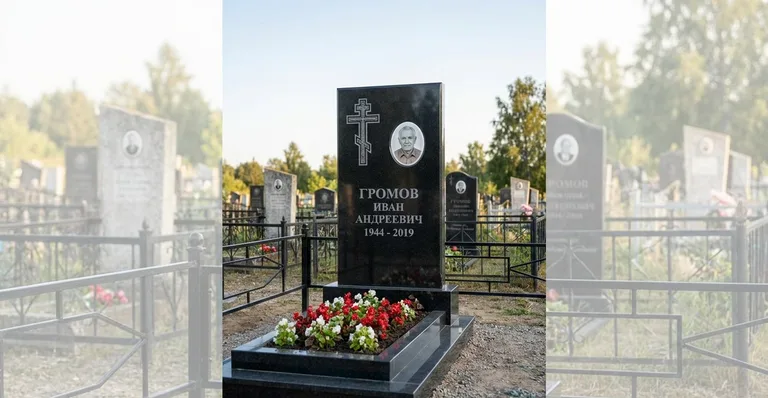 Гранитный памятник с портретом, Памятники мастерской «Мастер Каменев» на кладбищах Сочи