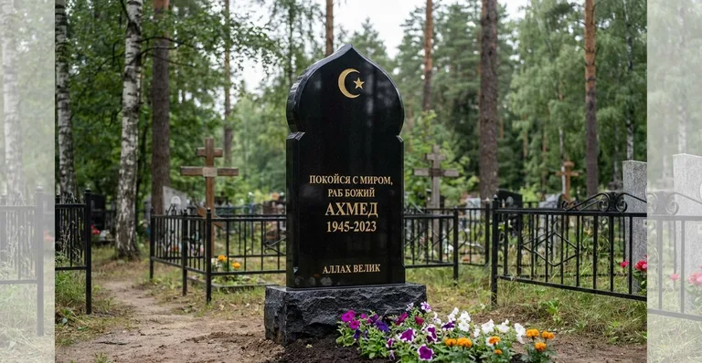 Мраморный мусульманский памятник, Памятники мастерской «Мастер Каменев» на кладбищах Альметьевска
