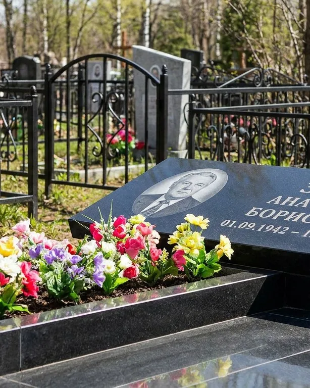 Премиум памятник под ключ с мощением и оградой в Новом Уренгое