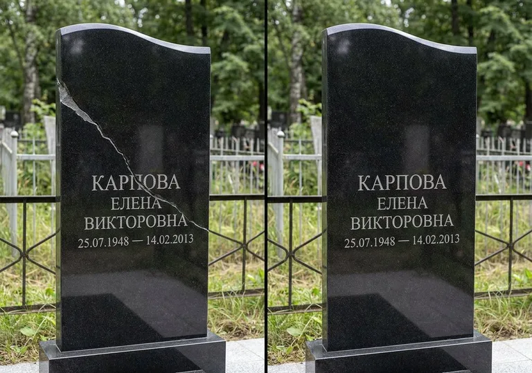 Заделка трещины на чёрном граните: до и после в Новом Уренгое