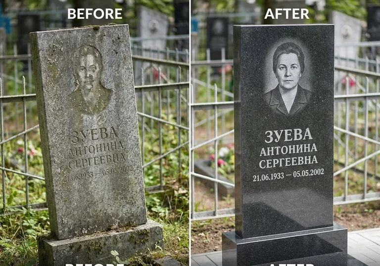 Восстановление сколов кромки гранита: до и после в Новом Уренгое
