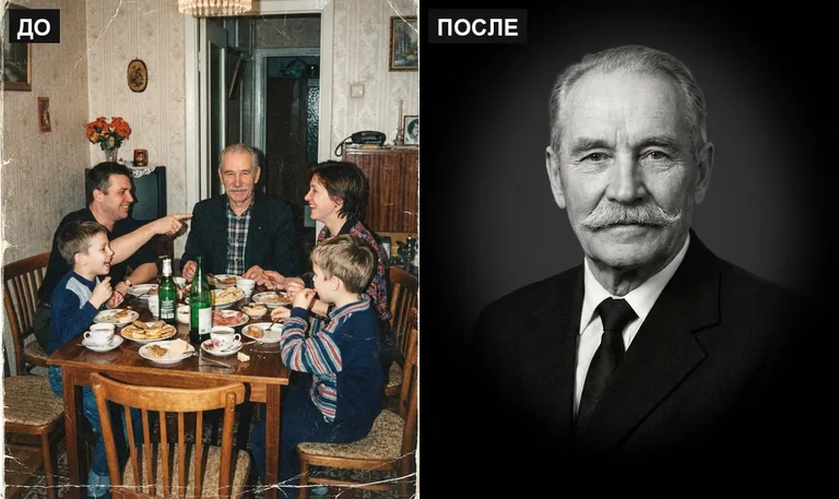Ретушь фото на памятник — выделение из группового: до и после в Новом Уренгое