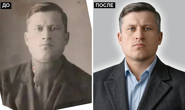 Ретушь фото на памятник — замена одежды: до и после в Новом Уренгое