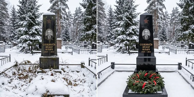 Уборка старого памятника до и после в Новом Уренгое