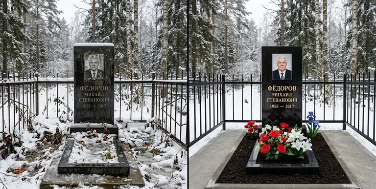 Диптих №20: тротуарная плитка вокруг памятника отмыта аппаратом высокого давления в Новом Уренгое