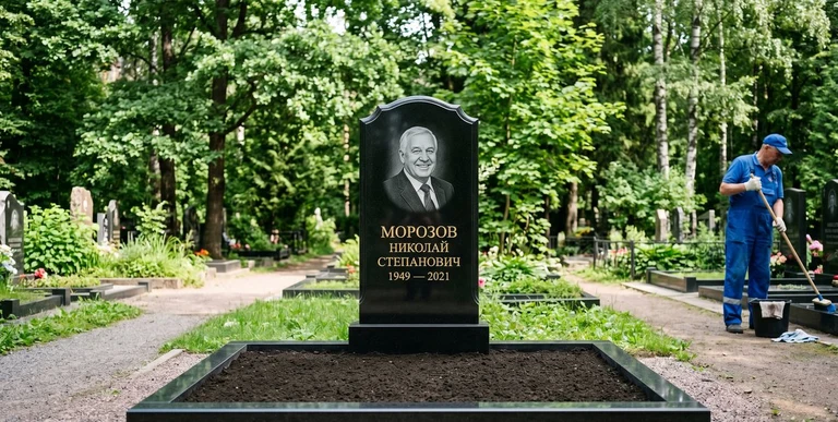 Уборка могил на кладбище в Новом Уренгое — наведение порядка, мойка памятника, благоустройство участка