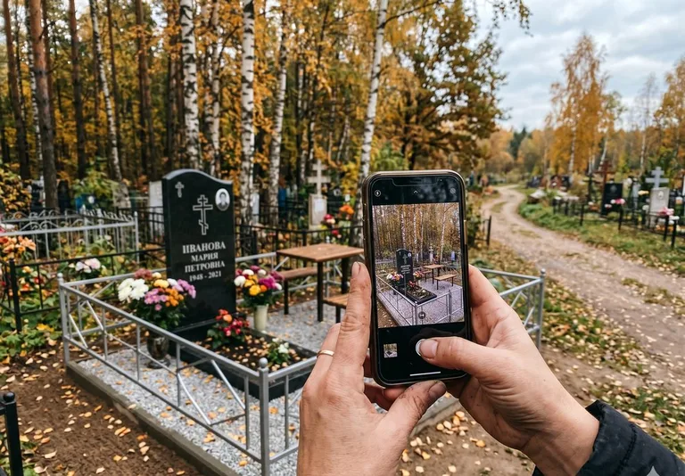 Фотоотчёт после уборки чистой ухоженной могилы