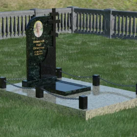 Православный вертикальный памятник из гранита амфиболит - П019