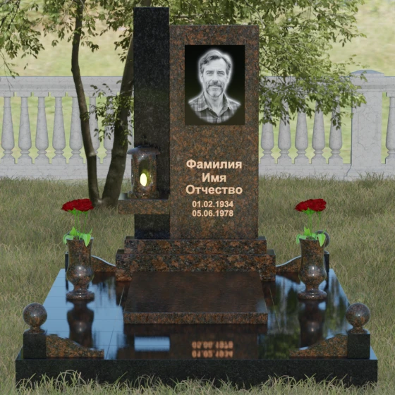 Мемориальная композиция с консольной полкой, гранит Дымовский, вид 2
