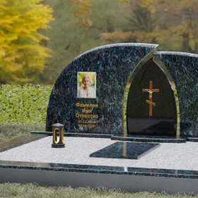 Комбинированный памятник с крестом на двоих - П116