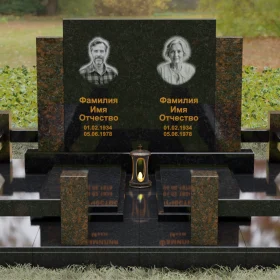 Комбинированный памятник горизонтальный на двоих - П132