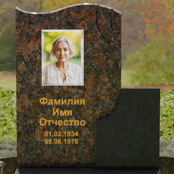 Комбинированный памятник из гранита с драпировкой, гранит Дымовский
