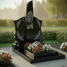 Гранитный православный мемориальный комплекс с крестом - ПН229